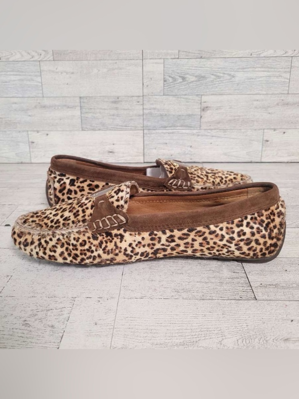 Ralph Lauren Carley II Leopard Hair On Hide Leather Penny Loafers Women’s 6.5 - Picture 7 of 10